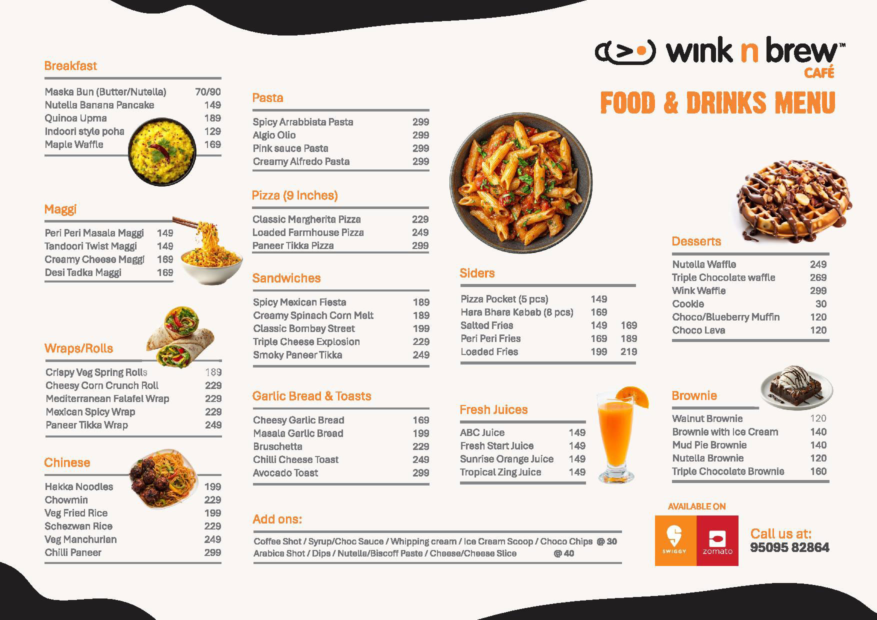 WinknBrew Cafe Menu Page 1